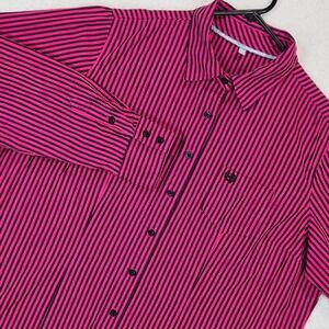 Cinch Western Button Down Shirt Womens XXL Pink Black Striped Long Sleeve Rodeo
